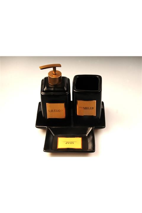 AROW Cardo Siyah Porselen Banyo Seti