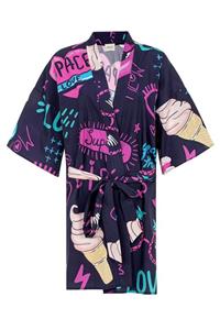 Jadeandmate Kadın Mor Joyful Kısa Kimono