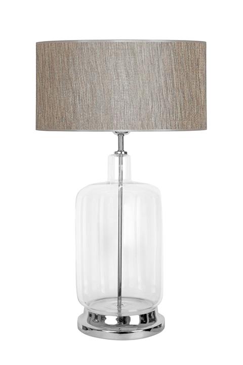 Vinner Rouen Krom Ayaklı Modern Özel Tasarım Cam Abajur - Gri Yaldızlı