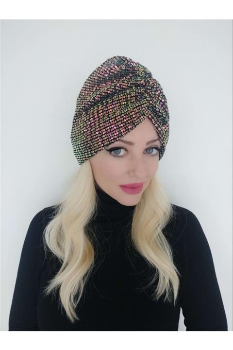 Boneliza Kadın Simli Renkli Sezonsuz Düz Bone