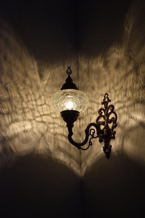 karlıkturistik Osmanlı Aplik,tekli Yukarı Yönlü Dekoratif Duvar Lambası,otantik Lamba,şefaf Çatak Camlı