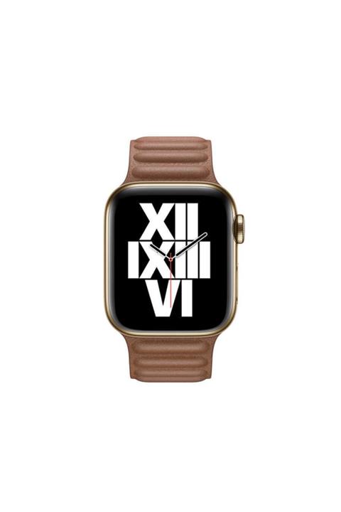 Apple Watch Seri 7 45mm Uyumlu Nezih Case Deri Kordon Kahverengi