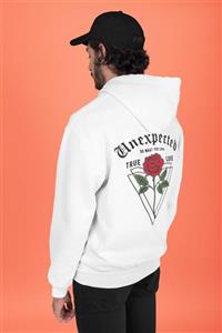 Jooy Company Unisex Beyaz Unexpected Rose Kapüşonlu Sweatshirt