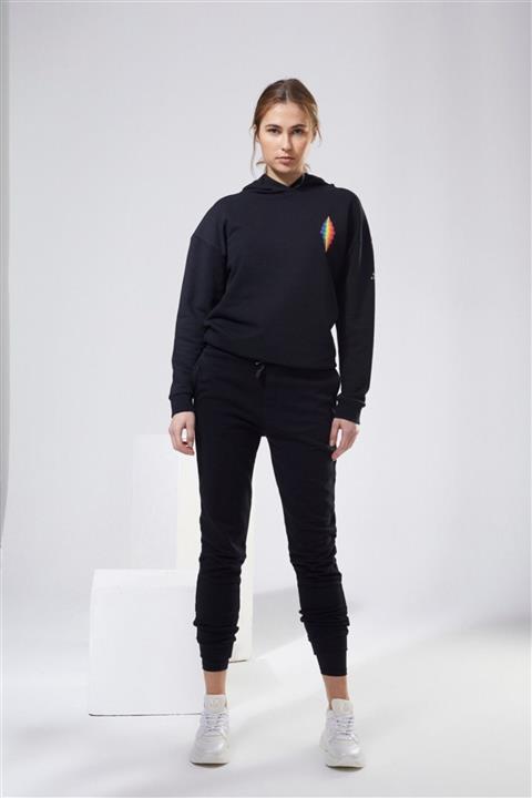 Arzu Sabancı Activewear Kadın Siyah Raınbow Kapüşonlu Sweatshırt
