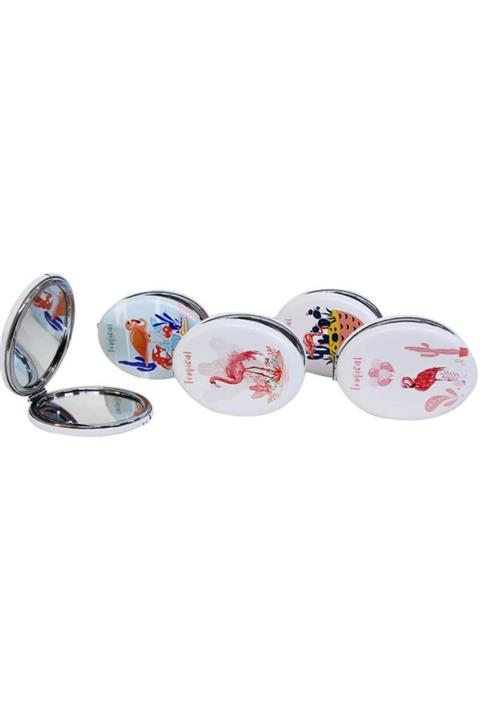 MağazanYanında Cep Aynası Oval Tombul Tropical Makyaj Aynası