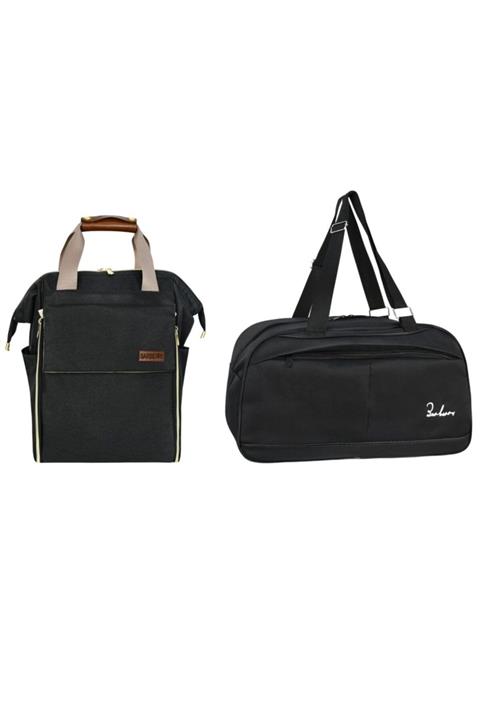 Blackbag Anne Bebek Bakım Siyah Luks Yataklı Sırt Çantası Ve Orta Boy El Valizi Kombin