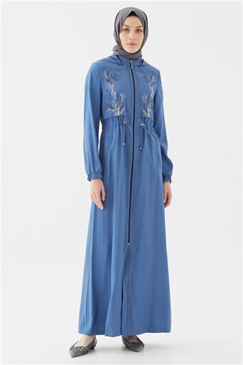 Vivencia Çiçek Baskılı Saks Pardesü