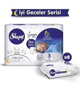 Sleepy Bebek Bezi Gece Külotu Bezi Beden:3 (4-10kg) Midi 272 Adet Jumbo Pk