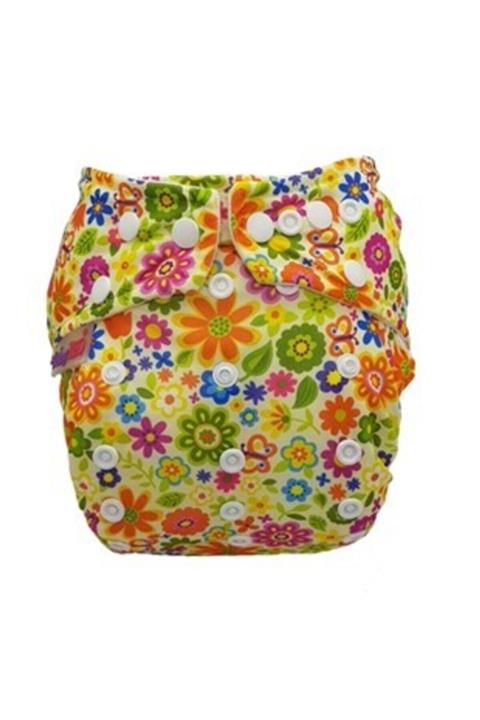 BabyNEO Çiçekler Tek Beden Cepli Bambu Yıkanabilir Bebek Bezi