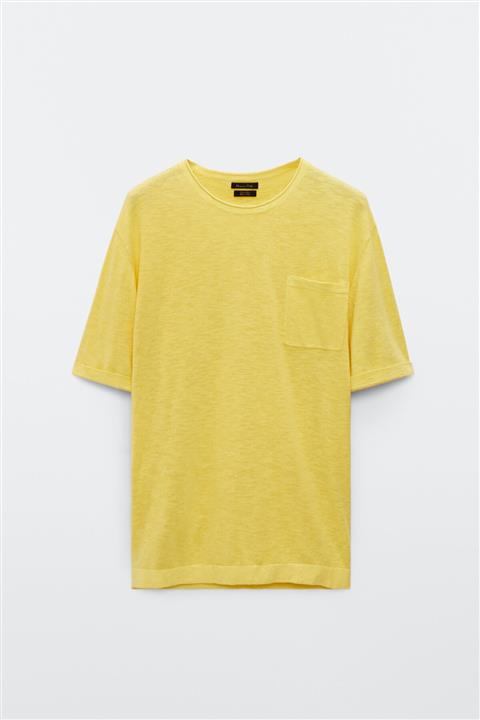 Massimo Dutti Erkek Cepli Pamuklu Keten Triko T-Shirt 00918421