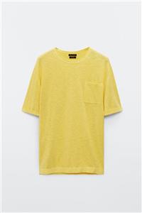 Massimo Dutti Erkek Cepli Pamuklu Keten Triko T-Shirt 00918421