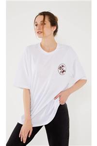 Lost&Zero Beyaz Oversize T-shirt