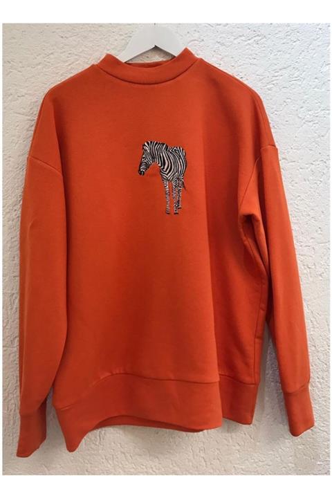 Nidasstore Kadın Uzun Kollu Sweatshirt Nakışlı 101