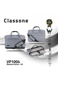 Classone Ravenna Vp1004 14 Inch Su Geçirmez Kumaş Ve Fermuar ,laptop El Çantası -gri