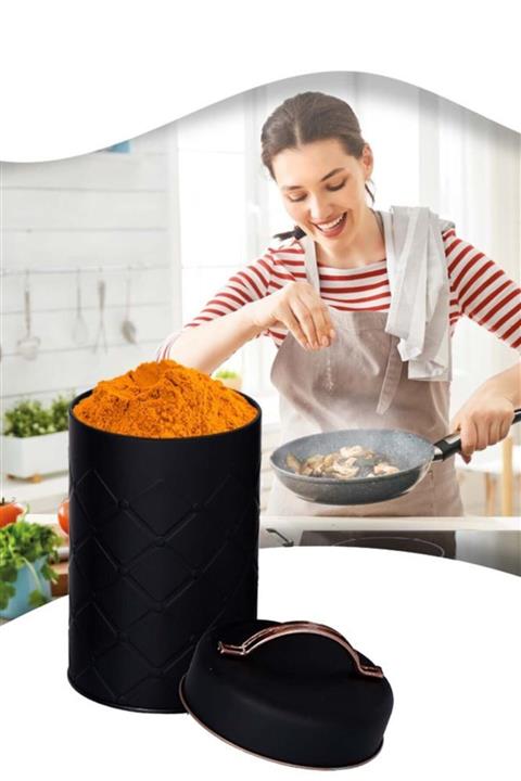 Miraç Plushome 3'lü 1600 ml Metal Erzak Kabı - Metal Oval Çay Şeker Un Saklama Kabı
