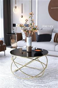 HAUSEV Gezegen Model Gold Metal Orta Sehpa ''siyah Cam ''