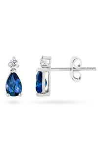 Gold Store 14 Ayar Altın 0.10 Ct Pırlanta Safir Küpe