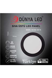 DÜNYA LED Hs.108/1s 30w Sıva Üstü Siyah Led Panel Yuvarlak 6500k Beyaz Işık