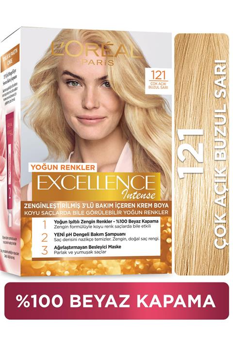 L'Oreal Paris Excellence Intense Saç Boyası 121 Çok Açık Buzul Sarı