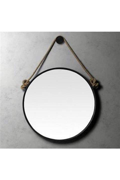 ARISTORE Halat Askılı Metal Cercevelı Yuvarlak Duvar Aynası ( 70 Cm)
