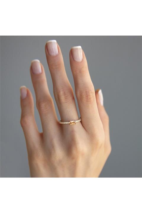 Myra Gold Sitrin Baget Taşlı Altın Yüzük