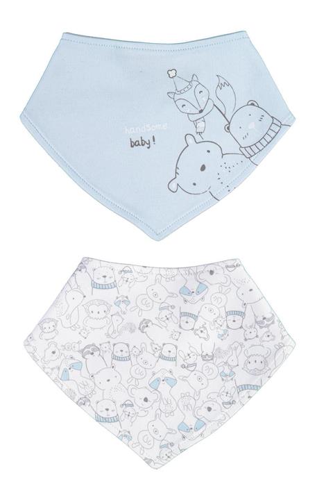 Bibaby Handsome Animals 2li Fular Önlük 75143 Ekru Mavi