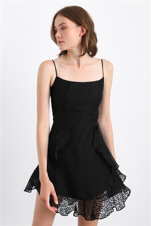 adL Kadın Askılı Volanlı Mni Elbise