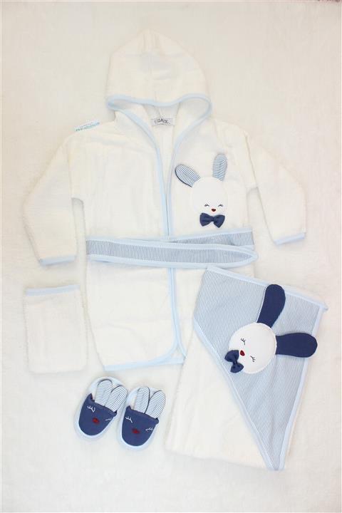 Gaye Bebe Erkek Bebek 4'lü Havlu Bornoz Seti