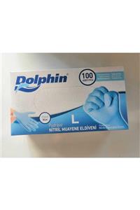 Dolphin Mavi Nitril Eldiven Pudrasız 100'lü Paket ( L ) Beden