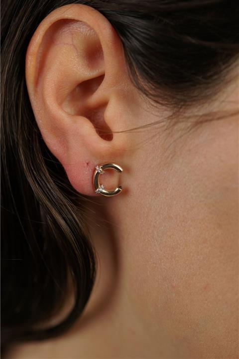 HAMZA YILMAZ MÜCEVHERAT C Harf Pırlanta Küpe