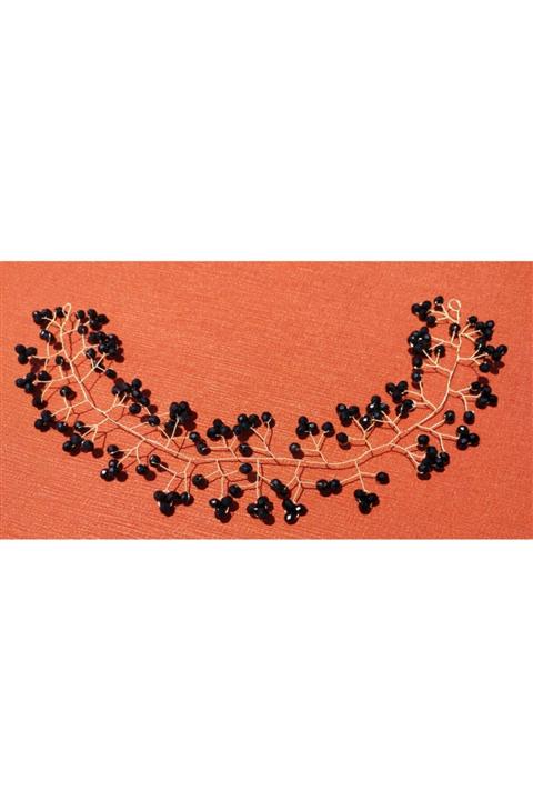 senalp Taçevim Siyah Kristal Taşlı Aksesuar