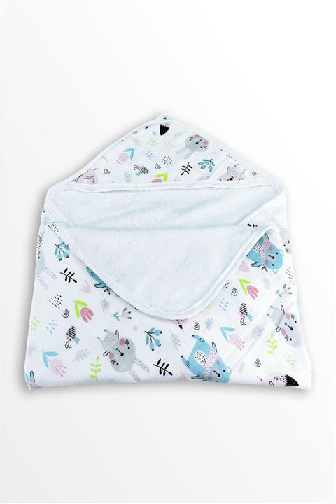 Ponçikya 75x75 Cm Organik Pamuk Müslin Banyo Havlusu / Bornoz - Ayı Ve Rakun