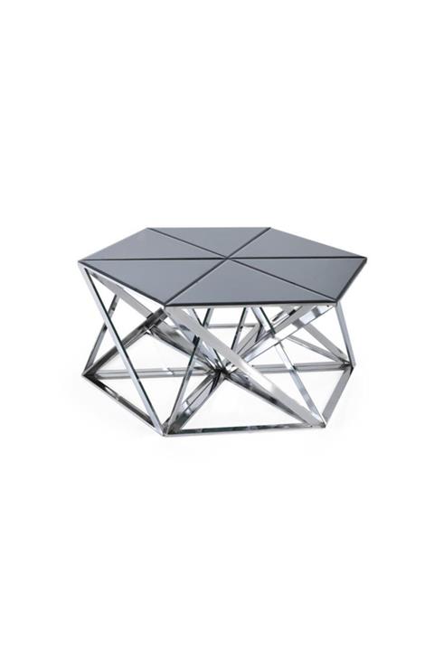 SİVAS GÖZDE MOBİLYA Prizma Modern 6 Parça Zigonlu Orta Sehpa Gümüş