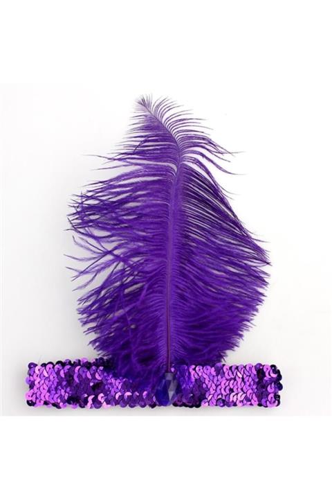 HİMARRY Mor Renk Tüylü Çarliston Saç Bandı