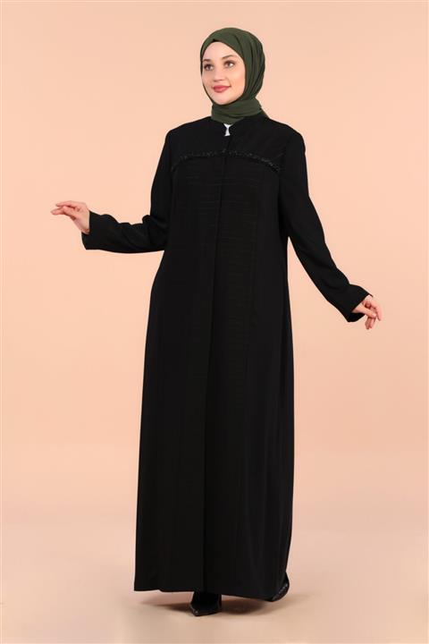 Tekbir Kadın Siyah Fermuarlı Pardesü