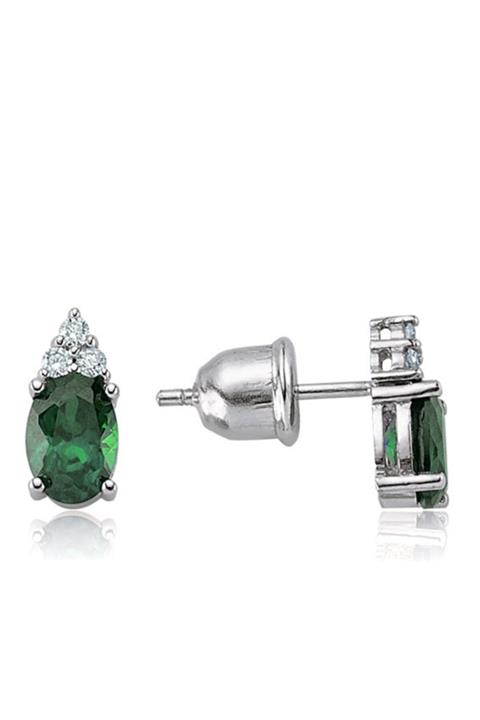 Emel Pırlanta 0.74. Pırlanta Zümrüt Küpe