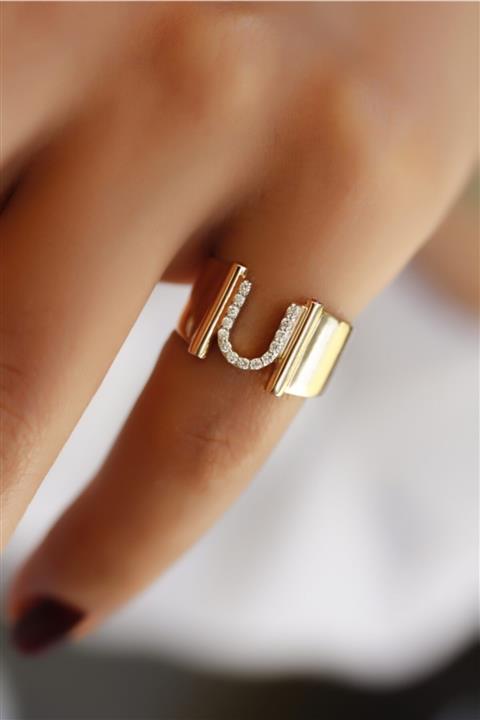 Başbuğ Mücevher Pırlantalı U Harf Yüzük