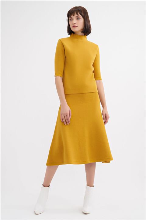 BGN Mimoza - Kol Detaylı Triko Kazak - Etek Takım