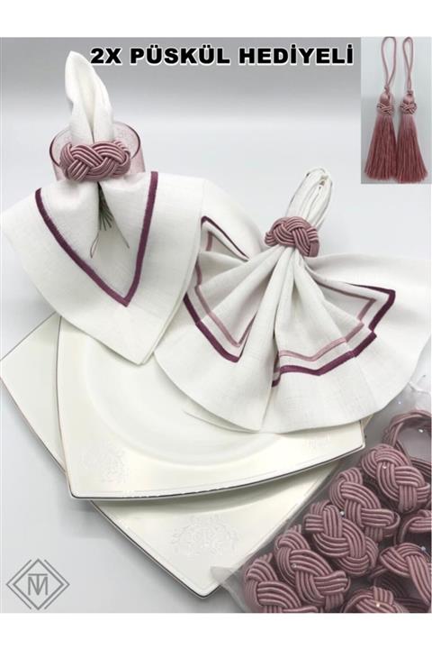 miraç tekstil Peçete Yüzük Halkası Hasır 8'li Set Pudra