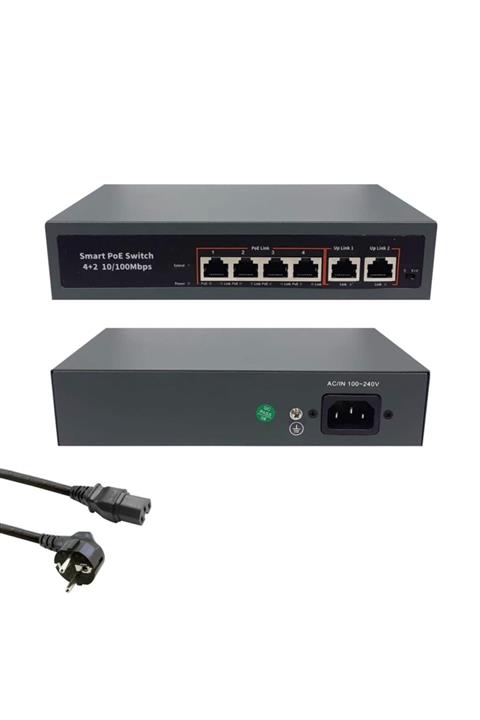 Simple Smart Poe Switch 4 Port 78w 2 Uplink 10/100 Mbps 250m Sm-104p