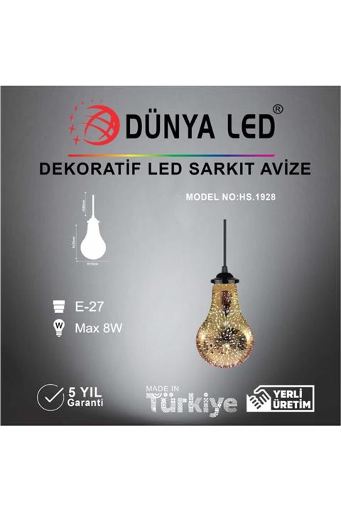 DÜNYA LED Hs.1928 8w Uzay Filament Sarkıt