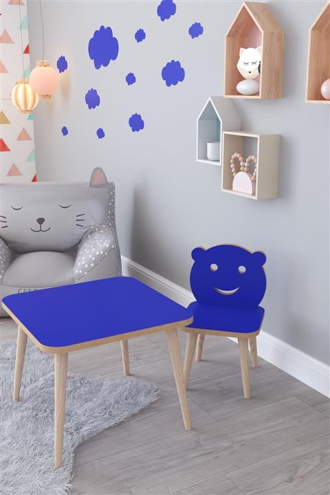 Remaks Buğlem Yaz Sil Yüzey Çocuk Masa Sandalye Takımı 1 Aktivite Oyun Masası 1 Sandalye - Mavi