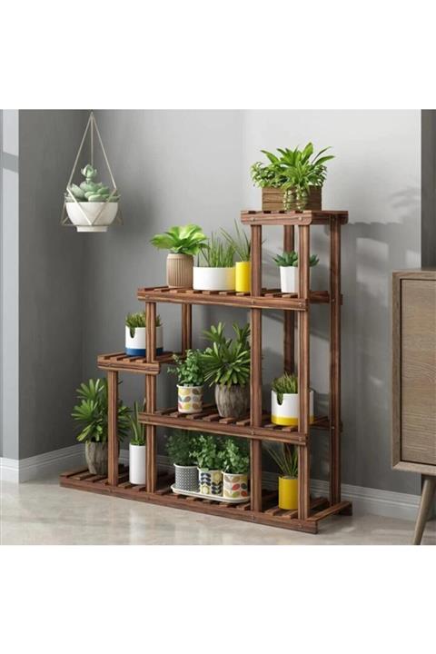 Rnshopping Ahşap Çiçeklik Kitaplık Saksılık Balkon Bahçe Standı No7