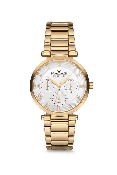 Nacar Kadın Sarı Çelik Kol Saati