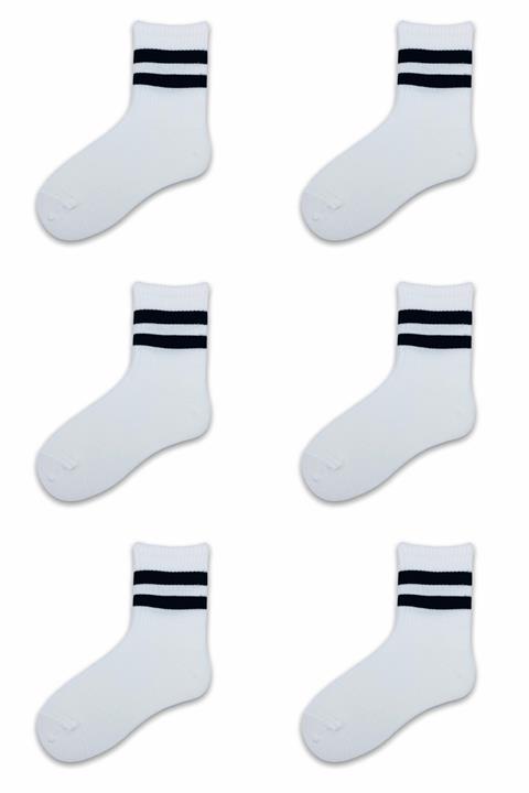 Socks Stores 6'lı Çember Desenli Beyaz Çorap Seti