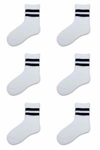 Socks Stores 6'lı Çember Desenli Beyaz Çorap Seti