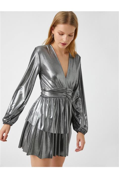 Koton V Yaka Fırfırlı Elbise