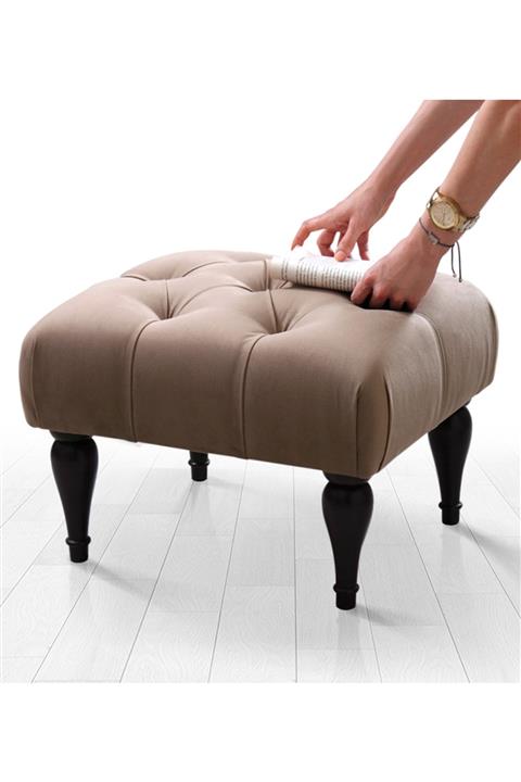 Lorencehome Kahve Floral Puf Kahve Ty9040