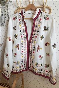 FURKAN EXCLUSIVE Kadın Komple Nakış Işlemeli Vintage Ceket Gömlek