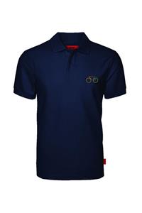 John Frank Erkek Lacivert Nakışlı Polo Yaka T-shirt